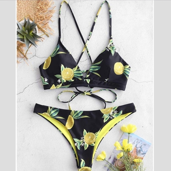 Zaful Other - Zaful Lemon Cheeky Bikini Set